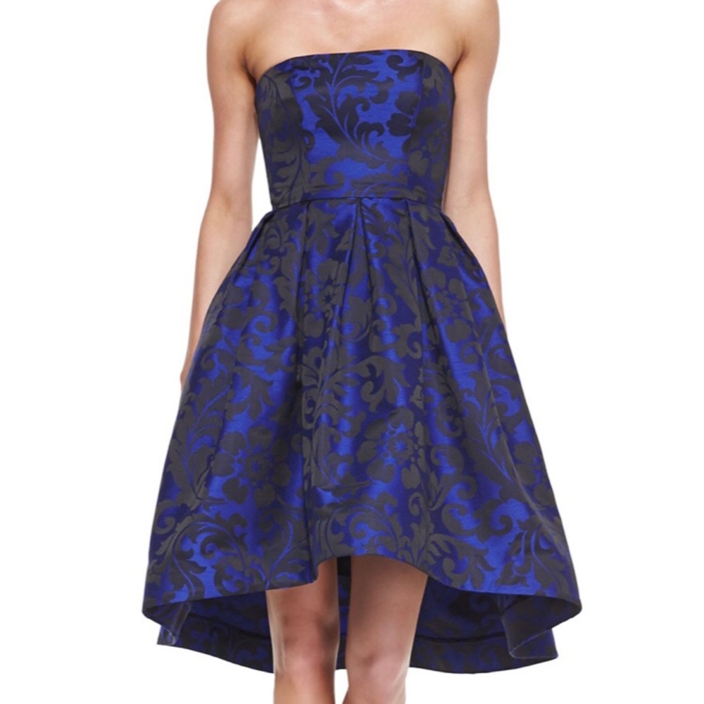ML Monique Lhullier Cobalt Jacquard cocktail dress